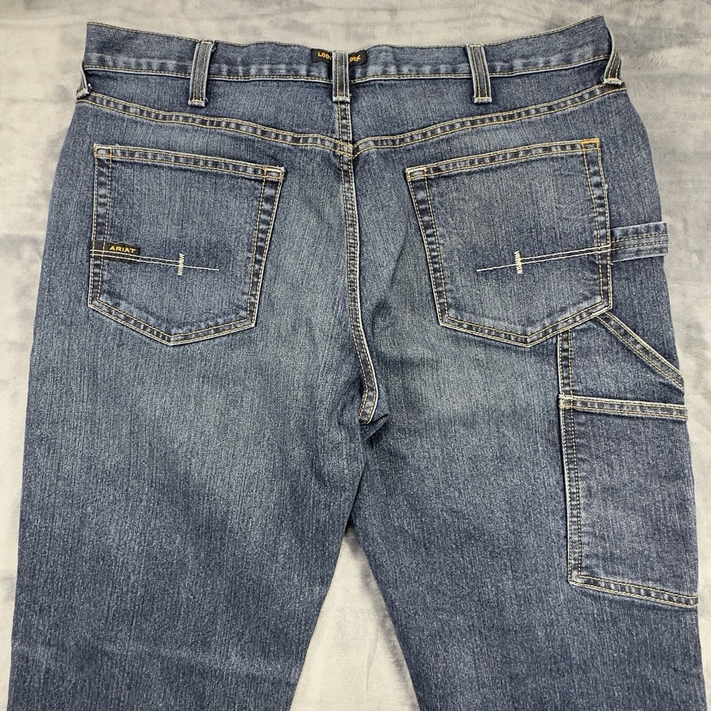 Ariat Rebar M4 Relaxed Boot Cut Jeans Mens 36x32 (Fits 38x32) Blue Work Denim - Picture 6 of 10